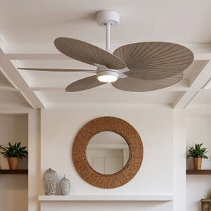 Urban Ambiance - Ceiling Fan - UMC9096 Scandinavian Indoor/Outdoor Ceiling Fan, 8" (Plus Downrod) H x 48" W x 48" D, Matte White Finish, Pelmere Collection - 