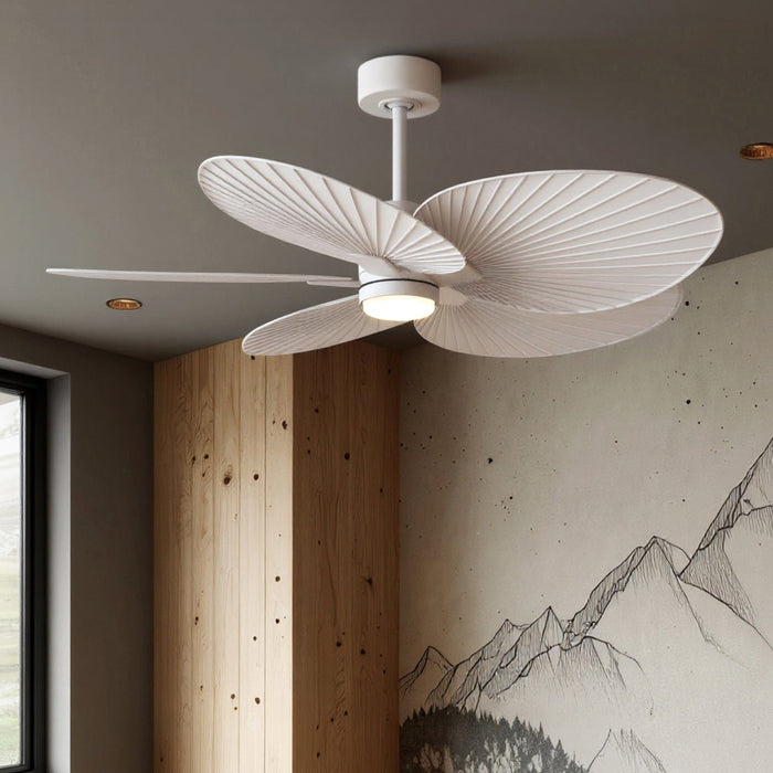 UMC9098 Modern Farmhouse Indoor/Outdoor Ceiling Fan, 8" (Plus Downrod) H x 48" W x 48" D, Matte White Finish, Pelmere Collection