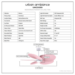 Urban Ambiance - Ceiling Fan - UMC9099 Contemporary Indoor/Outdoor Ceiling Fan, 8