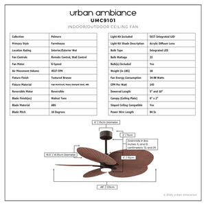 Urban Ambiance - Ceiling Fan - UMC9101 Farmhouse Indoor/Outdoor Ceiling Fan, 8
