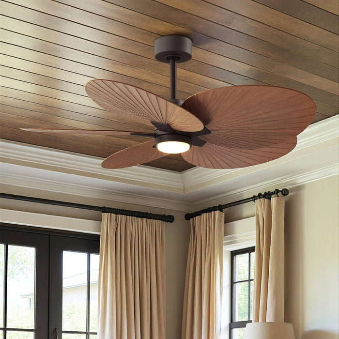 UMC9101 Farmhouse Indoor/Outdoor Ceiling Fan, 8" (Plus Downrod) H x 48" W x 48" D, Textured Bronze Finish, Pelmere Collection