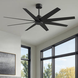 Urban Ambiance - Ceiling Fan - UMC9110 Industrial Indoor/Outdoor Ceiling Fan, 8.5" (Plus Downrod) H x 64" W x 64" D, Matte Black Finish, Brivelle Collection - 