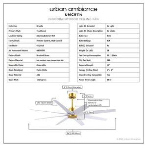 Urban Ambiance - Ceiling Fan - UMC9114 Glam Indoor/Outdoor Ceiling Fan, 8.5