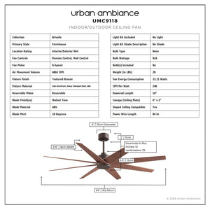 Urban Ambiance - Ceiling Fan - UMC9118 Mid Century Modern Indoor/Outdoor Ceiling Fan, 8.5