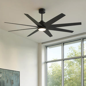 Urban Ambiance - Ceiling Fan - UMC9119 New Traditional Indoor/Outdoor Ceiling Fan, 9" (Plus Downrod) H x 64" W x 64" D, Matte Black Finish, Brivelle Collection - 