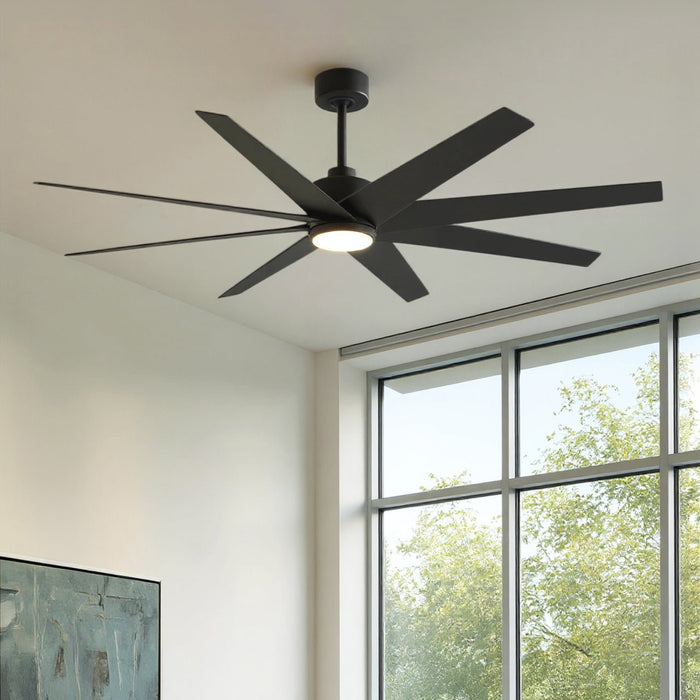 UMC9119 New Traditional Indoor/Outdoor Ceiling Fan, 9" (Plus Downrod) H x 64" W x 64" D, Matte Black Finish, Brivelle Collection