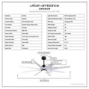 Urban Ambiance - Ceiling Fan - UMC9120 Colonial Indoor/Outdoor Ceiling Fan, 9