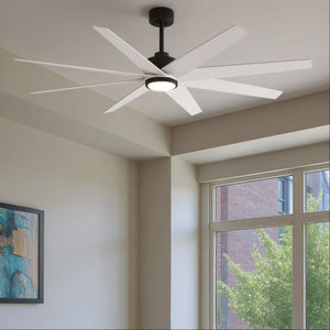 Urban Ambiance - Ceiling Fan - UMC9120 Colonial Indoor/Outdoor Ceiling Fan, 9" (Plus Downrod) H x 64" W x 64" D, Matte Black Finish, Brivelle Collection - 