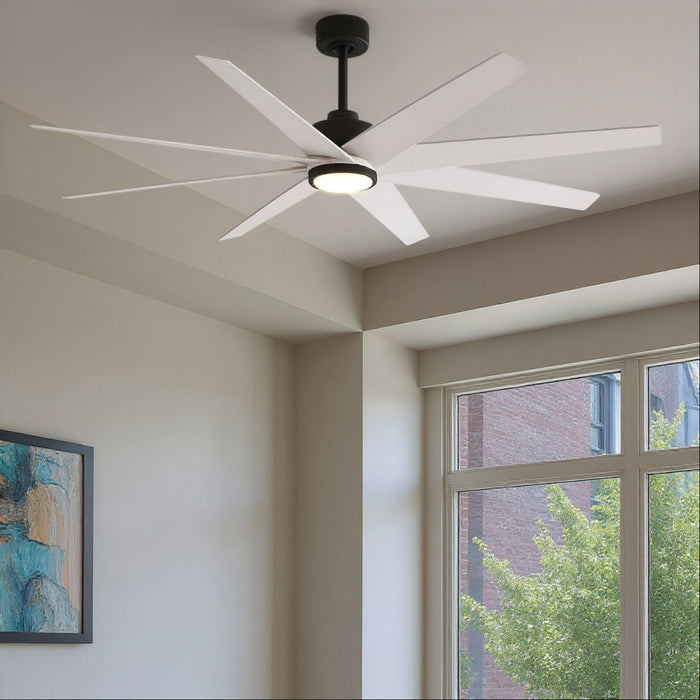 UMC9120 Colonial Indoor/Outdoor Ceiling Fan, 9" (Plus Downrod) H x 64" W x 64" D, Matte Black Finish, Brivelle Collection