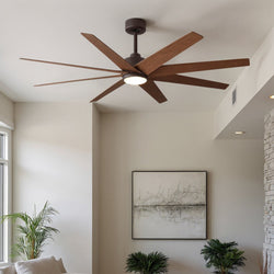 Urban Ambiance - Ceiling Fan - UMC9130 Modern Indoor/Outdoor Ceiling Fan, 9" (Plus Downrod) H x 64" W x 64" D, Textured Bronze Finish, Brivelle Collection - 