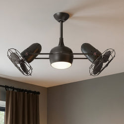 Urban Ambiance - Ceiling Fan - UMC9141 Industrial Indoor/Outdoor Ceiling Fan, 14" (Plus Downrod) H x 40" W x 40" D, Textured Bronze Finish, Quenlorra Collection - 