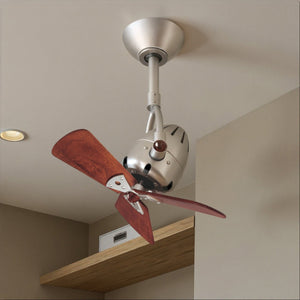 Urban Ambiance - Ceiling Fan - UMC9153 American Bungalow Indoor/Outdoor Ceiling Fan, 12" (Plus Downrod) H x 16" W x 16" D, Brushed Nickel Finish, Surnica Collection - 