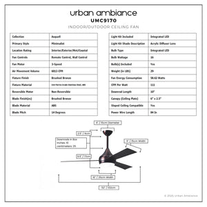 Urban Ambiance - Ceiling Fan - UMC9170 Minimalist Indoor/Outdoor Ceiling Fan, 9