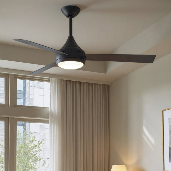 UMC9172 Industrial Indoor/Outdoor Ceiling Fan, 9" (Plus Downrod) H x 52" W x 52" D, Matte Black Finish, Asquell Collection