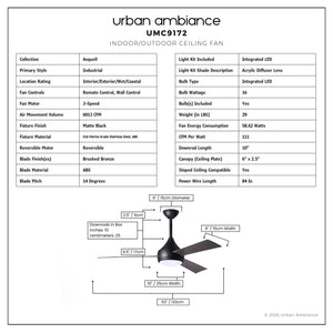 Urban Ambiance - Ceiling Fan - UMC9172 Industrial Indoor/Outdoor Ceiling Fan, 9