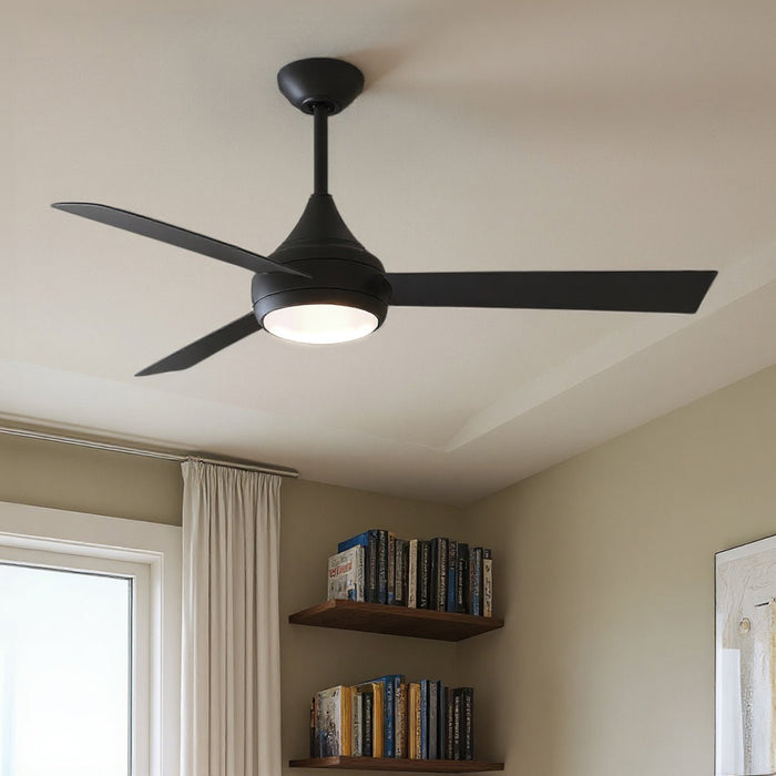 UMC9173 Modern Indoor/Outdoor Ceiling Fan, 9" (Plus Downrod) H x 52" W x 52" D, Matte Black Finish, Asquell Collection