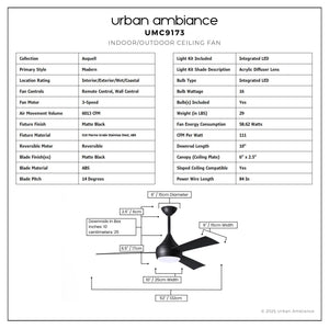 Urban Ambiance - Ceiling Fan - UMC9173 Modern Indoor/Outdoor Ceiling Fan, 9