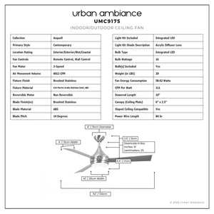 Urban Ambiance - Ceiling Fan - UMC9175 Contemporary Indoor/Outdoor Ceiling Fan, 9