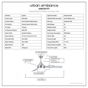 Urban Ambiance - Ceiling Fan - UMC9177 Minimalist Indoor/Outdoor Ceiling Fan, 9