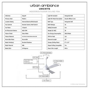 Urban Ambiance - Ceiling Fan - UMC9178 Modern Indoor/Outdoor Ceiling Fan, 9