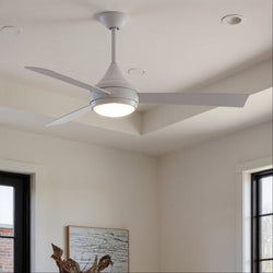 Urban Ambiance - Ceiling Fan - UMC9179 Minimalist Indoor/Outdoor Ceiling Fan, 9" (Plus Downrod) H x 52" W x 52" D, Gloss White Finish, Asquell Collection - 