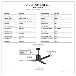 Urban Ambiance - Ceiling Fan - UMC9180 Modern Indoor/Outdoor Ceiling Fan, 12