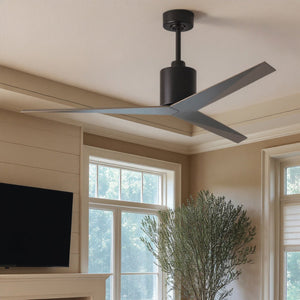 Urban Ambiance - Ceiling Fan - UMC9181 Scandinavian Indoor/Outdoor Ceiling Fan, 12" (Plus Downrod) H x 56" W x 56" D, Matte Black Finish, Briswynne Collection - 