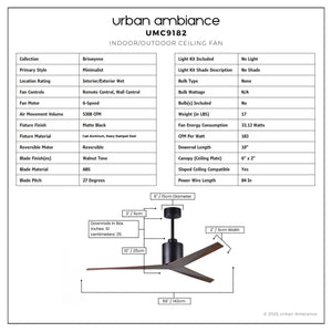Urban Ambiance - Ceiling Fan - UMC9182 Minimalist Indoor/Outdoor Ceiling Fan, 12