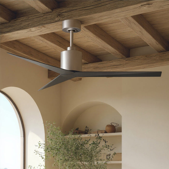 UMC9183 Contemporary Indoor/Outdoor Ceiling Fan, 12" (Plus Downrod) H x 56" W x 56" D, Brushed Nickel Finish, Briswynne Collection