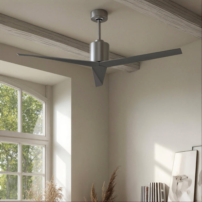 UMC9184 Modern Indoor/Outdoor Ceiling Fan, 12" (Plus Downrod) H x 56" W x 56" D, Brushed Nickel Finish, Briswynne Collection