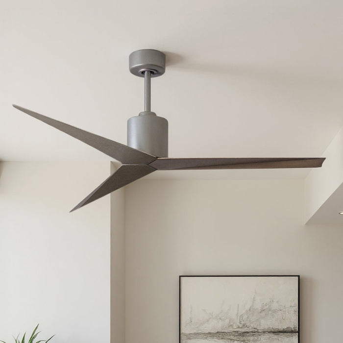 UMC9185 Industrial Indoor/Outdoor Ceiling Fan, 12" (Plus Downrod) H x 56" W x 56" D, Brushed Nickel Finish, Briswynne Collection