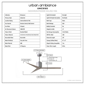 Urban Ambiance - Ceiling Fan - UMC9185 Industrial Indoor/Outdoor Ceiling Fan, 12
