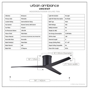 Urban Ambiance - Ceiling Fan - UMC9187 Minimalist Indoor/Outdoor Ceiling Fan, 10
