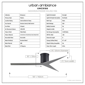Urban Ambiance - Ceiling Fan - UMC9188 Modern Indoor/Outdoor Ceiling Fan, 10