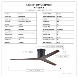 Urban Ambiance - Ceiling Fan - UMC9190 Contemporary Indoor/Outdoor Ceiling Fan, 10