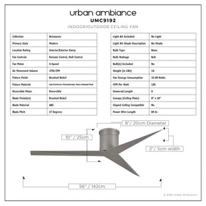 Urban Ambiance - Ceiling Fan - UMC9192 Modern Indoor/Outdoor Ceiling Fan, 10