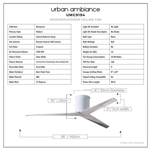 Urban Ambiance - Ceiling Fan - UMC9194 Modern Indoor/Outdoor Ceiling Fan, 10