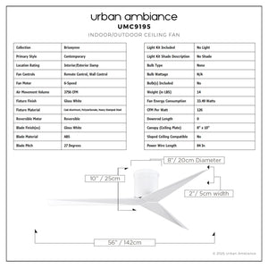 Urban Ambiance - Ceiling Fan - UMC9195 Contemporary Indoor/Outdoor Ceiling Fan, 10