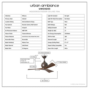 Urban Ambiance - Ceiling Fan - UMC9203 Colonial Indoor/Outdoor Ceiling Fan, 12