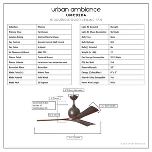 Urban Ambiance - Ceiling Fan - UMC9204 Farmhouse Indoor/Outdoor Ceiling Fan, 12