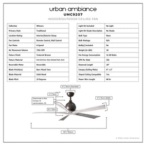 Urban Ambiance - Ceiling Fan - UMC9207 Traditional Indoor/Outdoor Ceiling Fan, 12
