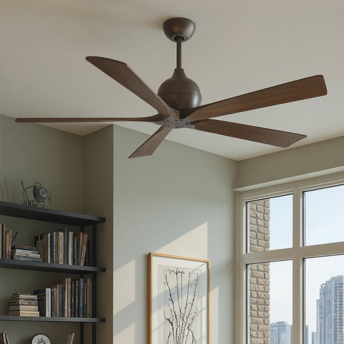UMC9210 Colonial Indoor/Outdoor Ceiling Fan, 12" (Plus Downrod) H x 60" W x 60" D, Textured Bronze Finish, Whisora Collection