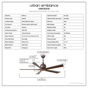 Urban Ambiance - Ceiling Fan - UMC9210 Colonial Indoor/Outdoor Ceiling Fan, 12
