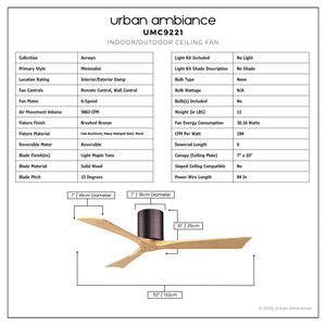 Urban Ambiance - Ceiling Fan - UMC9221 Minimalist Indoor/Outdoor Ceiling Fan, 10