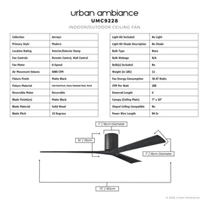 Urban Ambiance - Ceiling Fan - UMC9228 Modern Indoor/Outdoor Ceiling Fan, 10