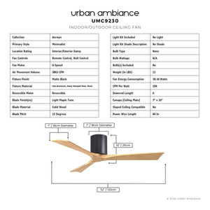 Urban Ambiance - Ceiling Fan - UMC9230 Minimalist Indoor/Outdoor Ceiling Fan, 10