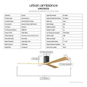 Urban Ambiance - Ceiling Fan - UMC9232 Contemporary Indoor/Outdoor Ceiling Fan, 10