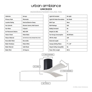 Urban Ambiance - Ceiling Fan - UMC9233 Minimalist Indoor/Outdoor Ceiling Fan, 10