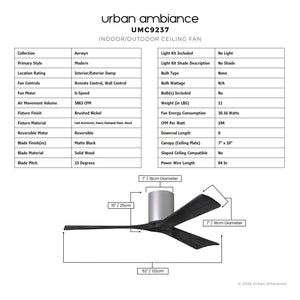 Urban Ambiance - Ceiling Fan - UMC9237 Modern Indoor/Outdoor Ceiling Fan, 10