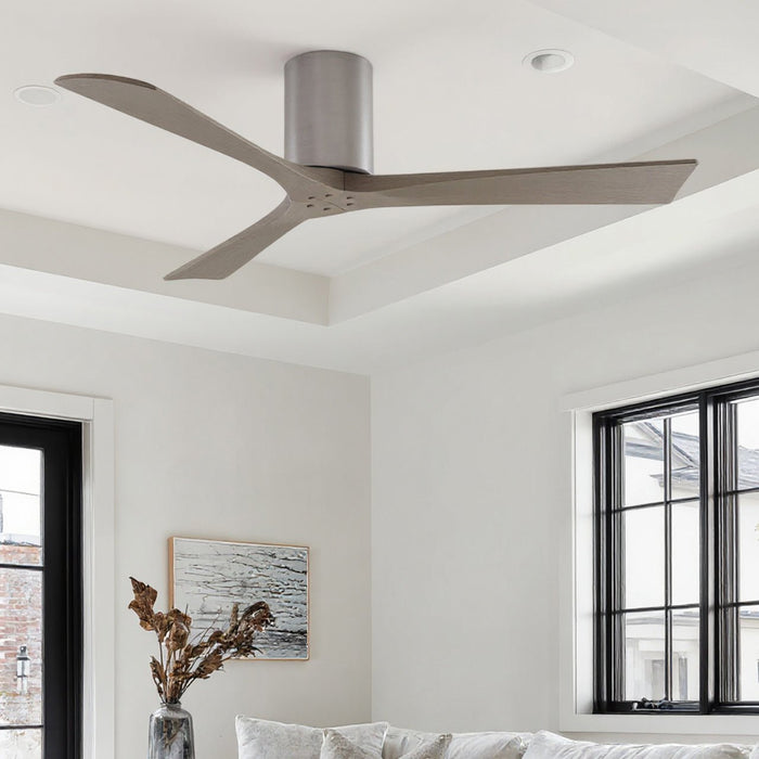 UMC9239 Minimalist Indoor/Outdoor Ceiling Fan, 10" H x 52" W x 52" D, Brushed Nickel Finish, Aerwyn Collection